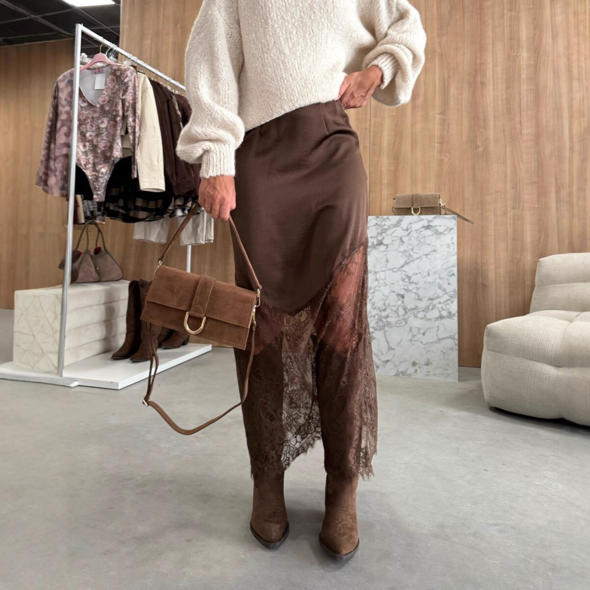 Skirt Sexy Hot Girl Slimming Solid Color Sheath
